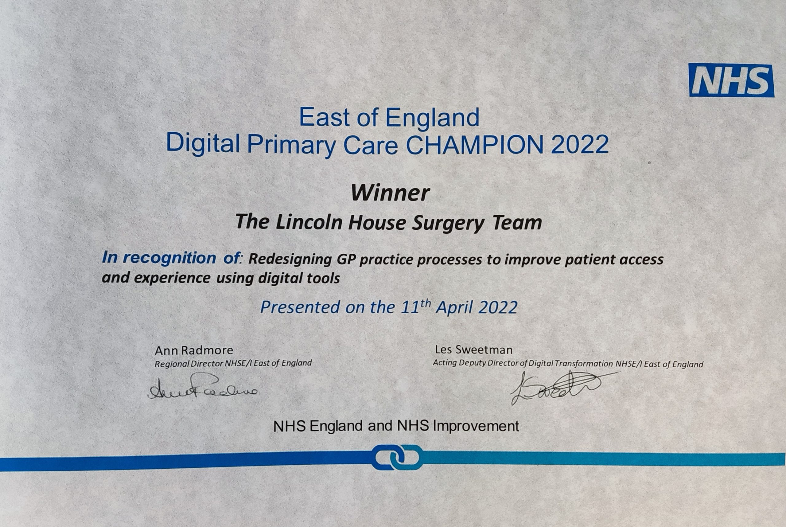 East of England Digital Primary Care CHAMPION 2022